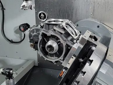 A machine that is in the process of machining.