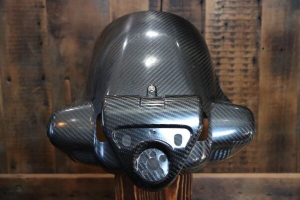 A close up of the top part of a helmet.