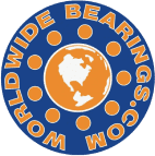 A blue and orange logo for worldwide bearings.