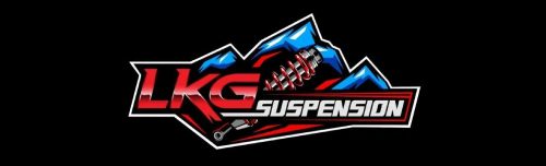 A red and blue logo for suspension company